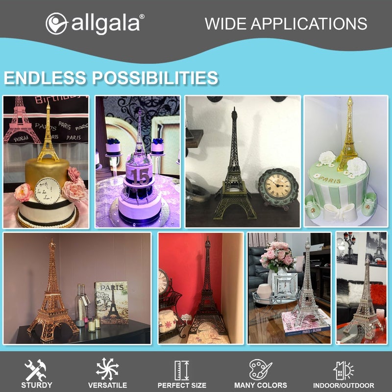 allgala تمثال برج إيفل 15" ديكور من سبائك المعدن، فضي - Image 4